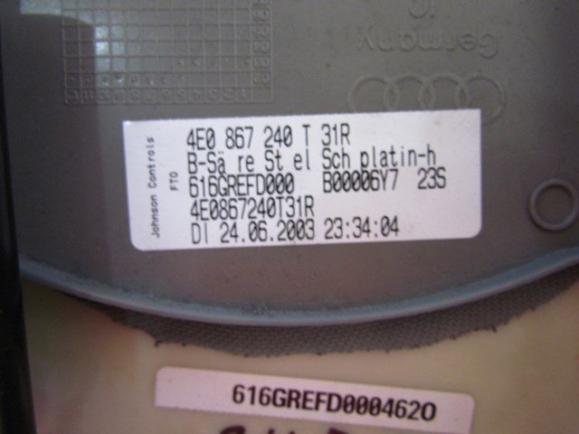 2004 Audi A8L RH Upper B Pillar Trim 4e0867240