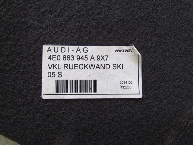 2004 Audi A8L Trunk Carpet Panel (behind seat) 4E0 863 945 A