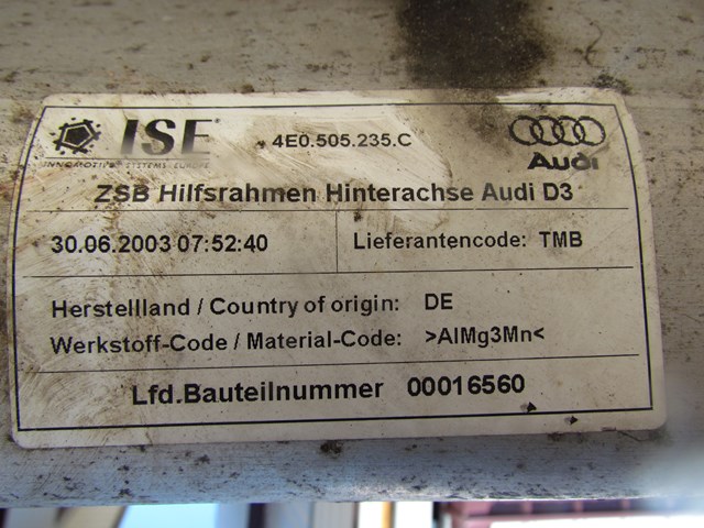2004 Audi A8L Rear Subframe 4E0505235C
