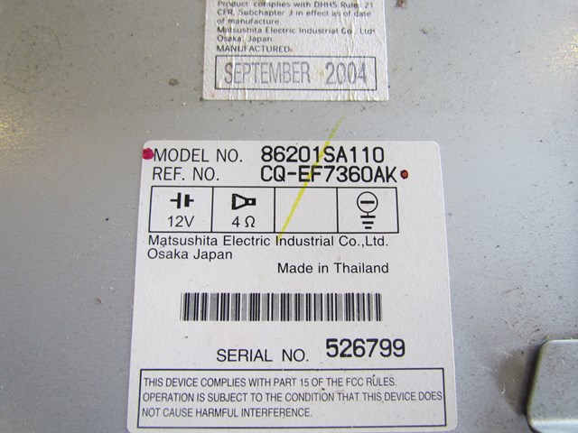 2005 Subaru Forester XT Radio 6 Disc Player 86201SA110