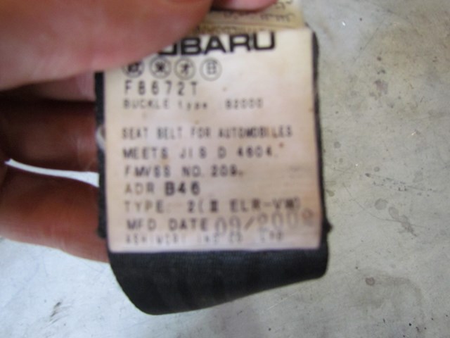 2005 Subaru Forester XT Rear LH Seat Belt Retractor