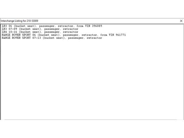 2012 LAND ROVER RANGE ROVER SPORT RIGHT FRONT SEAT BELT RETRACTOR P/N 601119400D