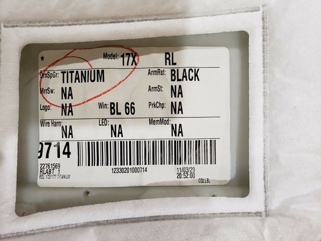 2011 CHEVY EQUINOX LEFT REAR DOOR PANEL P/N 22761569