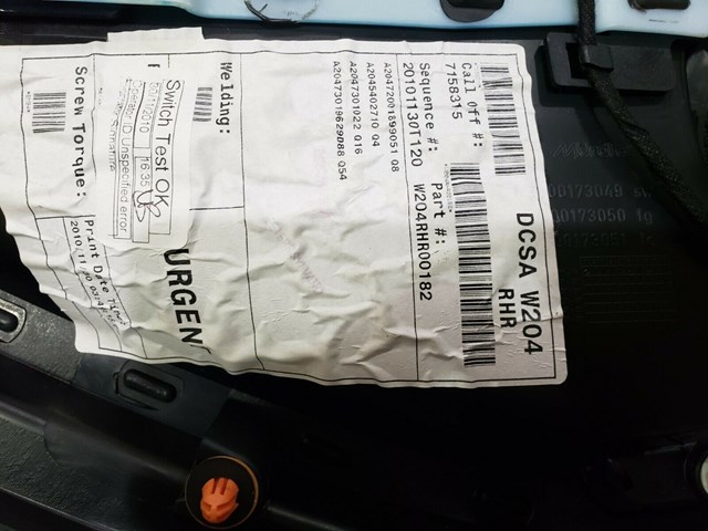 2011 MERCEDES BENZ C300 RIGHT REAR DOOR PANEL P/N W204RHR00128