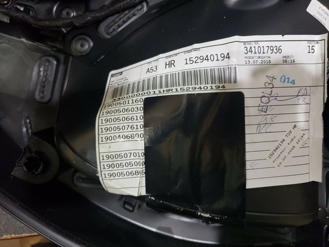 2016 AUDI A3 RIGHT SIDE REAR DOOR PANEL