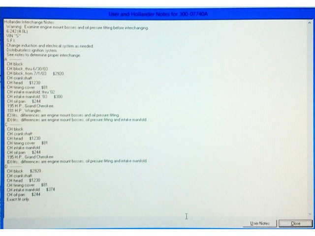 2000 2004 JEEP WRANGLER 4.0L ENGINE ASSEMBLY