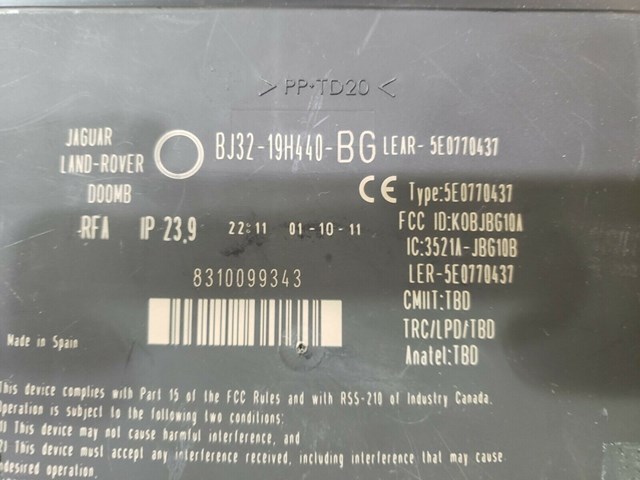 2010 2013 LAND ROVER RANGE ROVER SPORT LAMPS CONTROL MODULE P/N BJ32-19H440-BG
