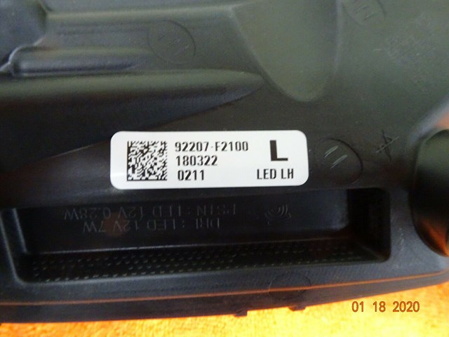 DRIVING LAMP/FOG LAMP LED Hyundai Elantra 2016 - 2017 - 2018 DRIVERS SIDE OEM  N