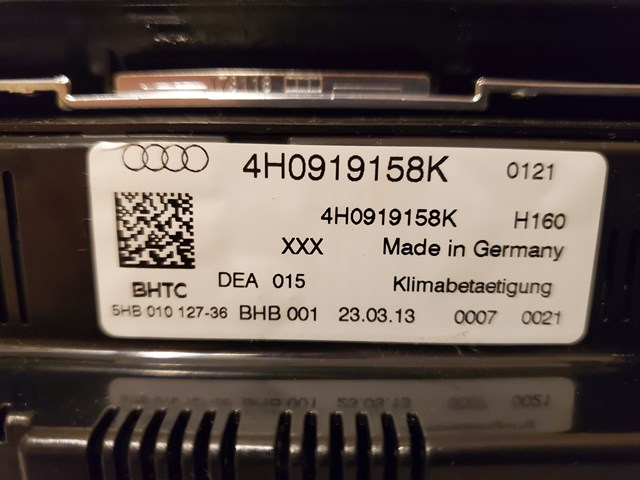 11-18 AUDI A8 D4 - REAR CLIMATE CONTROL / TEMP UNIT; 
