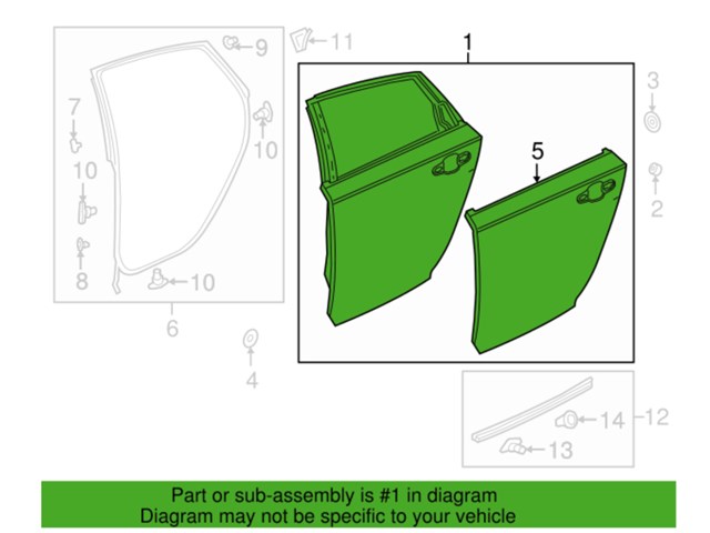 2018 - 2020 Honda Accord LH - Rear Door Panel