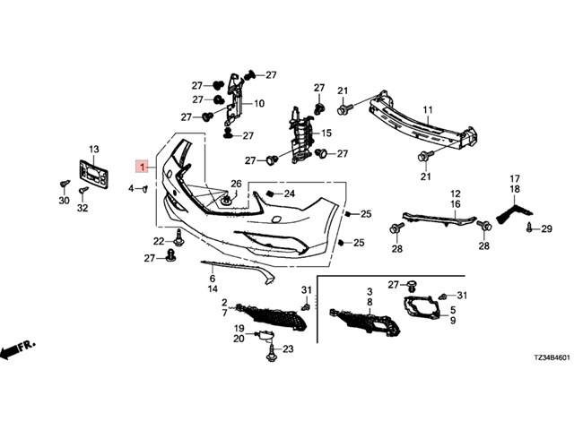 2018 - 2020 Acura ILX Face, Front Bumper