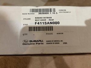 2020 Subaru Outback Rear Seat Cover