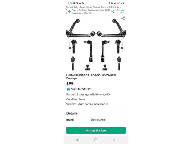 2004 Dodge Durango Full Suspension Kit For 2004-2009