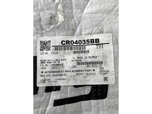 2004 - 2006 Chrysler Sebring Front Bumper Cover Black Primed