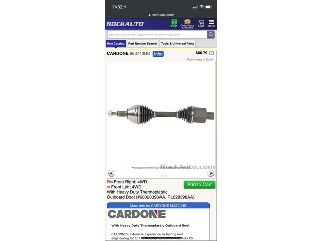 2013 Dodge Ram 1500 Cv axle