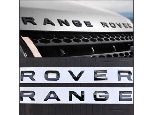 new 1 x gloss black range rover trunk/hood badge set 