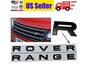 new 1 x matte black range rover trunk/hood badge set