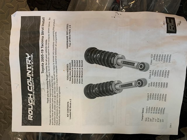 2005-2019 Toyota Tacoma Strut Install