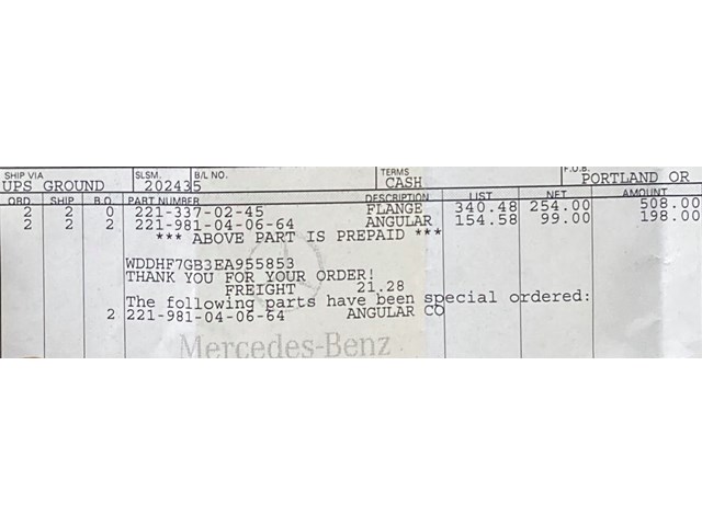 2014 Mercedes E63 AMG s Front Wheel Bearing