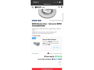 2014 BMW 428i Brake Disc - Genuine BMW 34206894382