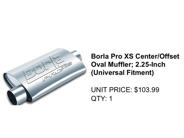  Borla Pro XS Center/Offset Oval Muffler; 2.25-Inch (Universal Fitment)