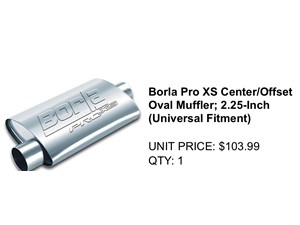  Borla Pro XS Center/Offset Oval Muffler; 2.25-Inch (Universal Fitment)