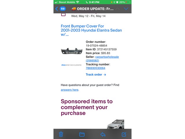 2002 Hyundai Elantra Front Bumper