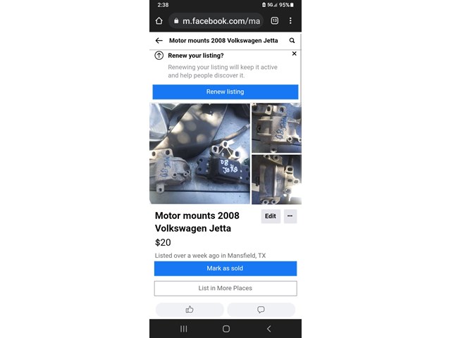 2008 Volkswagen Jetta Wolfsburg Engine Mount