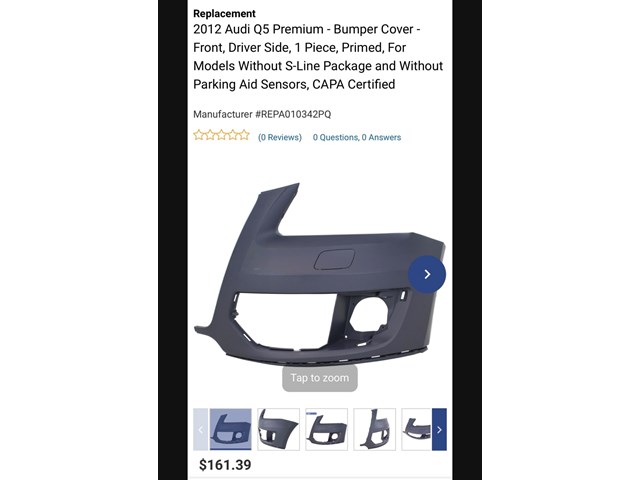 2012 Audi Q5 Bumper End Cap