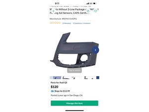 2012 Audi Q5 Bumper End Cap