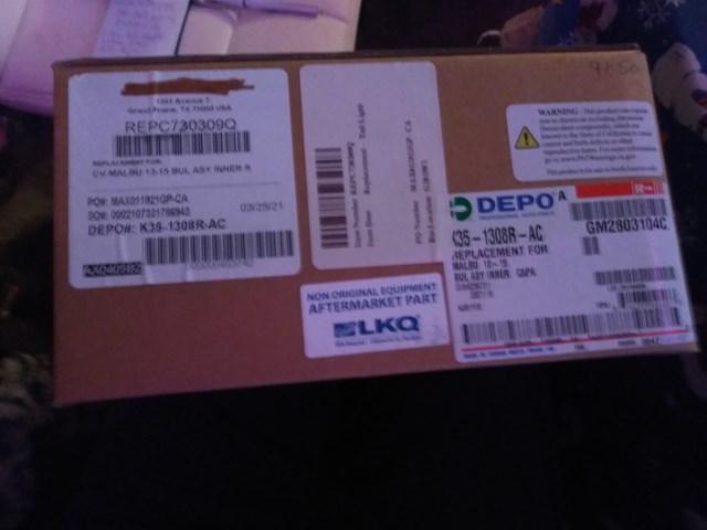 2015 Chevy Malibu Tail Light