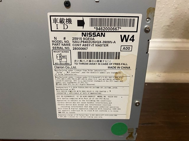 2013 Nissan Armada Radio Stereo CD Receiver