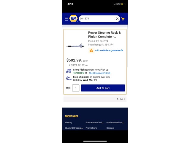 2004- 2008 Acura TSX Power Steering Rack & pinion