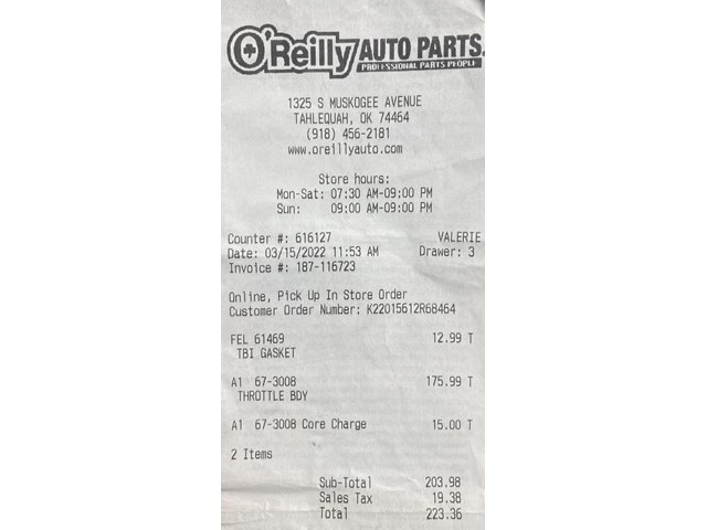 2007 Chevy Avalanche Throttle Body