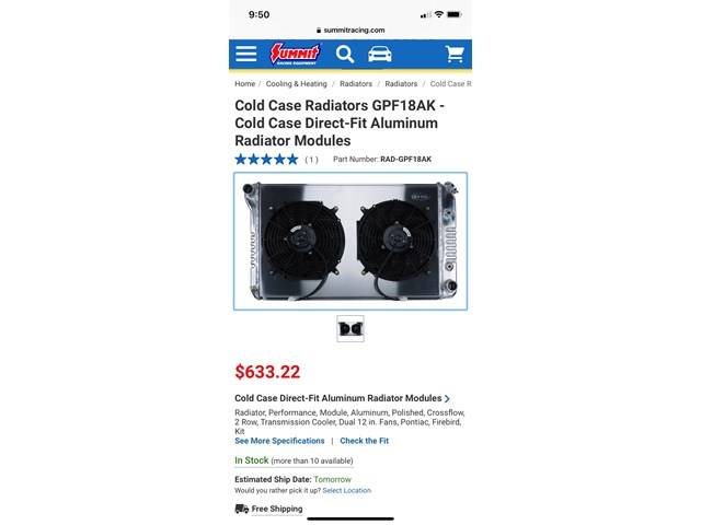 1970-1981 Pontiac Firebird Cold Case Radiator