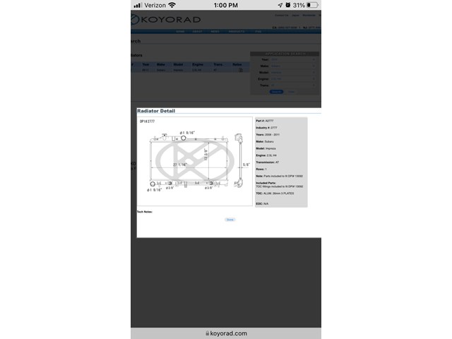 Brand new 2010 Subaru Impreza Radiator