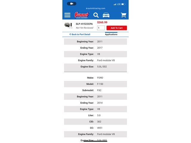 Sealed Power Pistons Qty. 8 P/N:H1523CPA 5.0 Coyote 