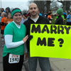 Marriage proposal at finish line