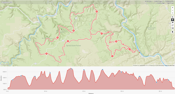 Eagleton 86 course and elevation map