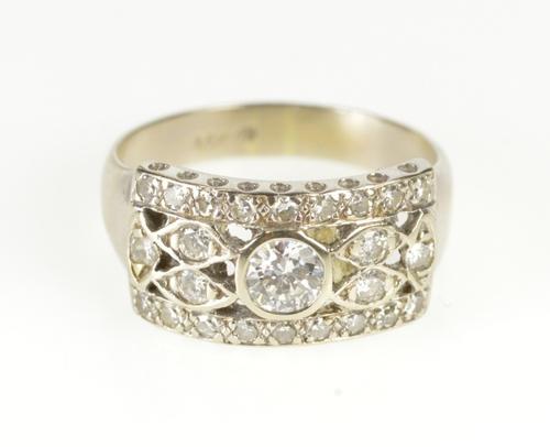 composition 14k gold of white White   Ring Diamond Deco USAuctionBrokers.com Encrusted Art 14K Engagement Gold