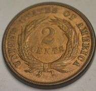 1871 Red Brown Uncirculated Key 2 Cent Piece