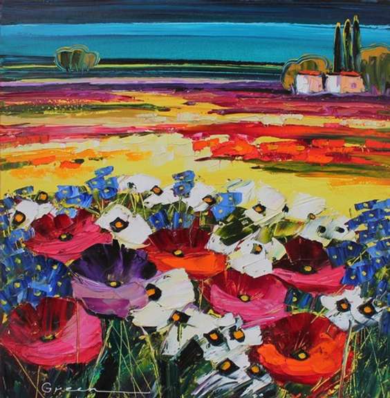 Maya Green Original Painting, Signed