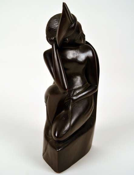 Indonesian Carving Hard Wood Seated Man Bookend