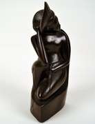 Indonesian Carving Hard Wood Seated Man Bookend