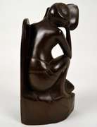Indonesian Carving Hard Wood Seated Man Bookend