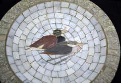 Rear Vintage Danish Bowl Plate With Marble Inlay Mosaic