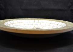 Rear Vintage Danish Bowl Plate With Marble Inlay Mosaic