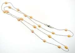 Ladies long station pearl necklace
