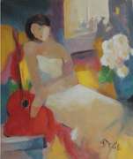 Gholom Yunessi 'Lady And Strings' Original Oil