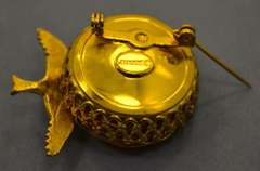 Beautiful 1960's Jeanne Gold Tone Bird Nest Pin Brooch